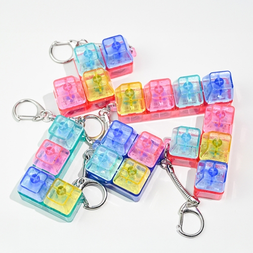 LED 글리터 테트리스 키캡 딸깍이 키링 세트 키보드 열쇠고리 피젯토이