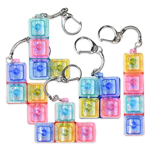 LED 글리터 테트리스 키캡 딸깍이 키링 세트 키보드 열쇠고리 피젯토이