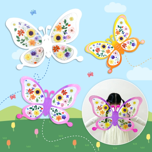 [오늘놀이][4/6 순차발송] 압화꽃 나비 날개 만들기(곤충/역할놀이/압화 스티커 포함/KC인증)