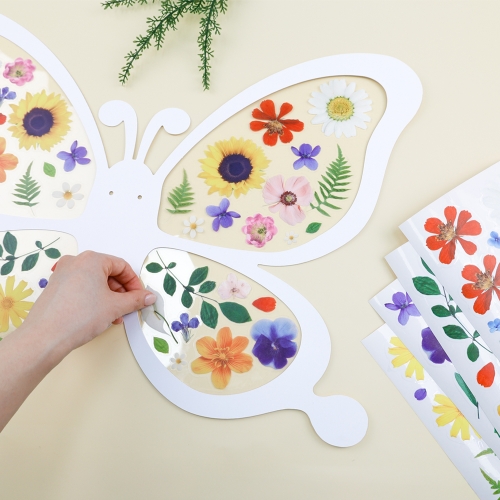 [오늘놀이][4/6 순차발송] 압화꽃 나비 날개 만들기(곤충/역할놀이/압화 스티커 포함/KC인증)