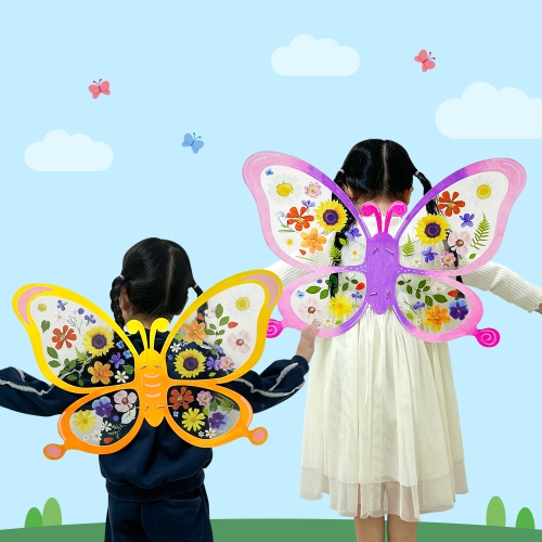 [오늘놀이][4/6 순차발송] 압화꽃 나비 날개 만들기(곤충/역할놀이/압화 스티커 포함/KC인증)