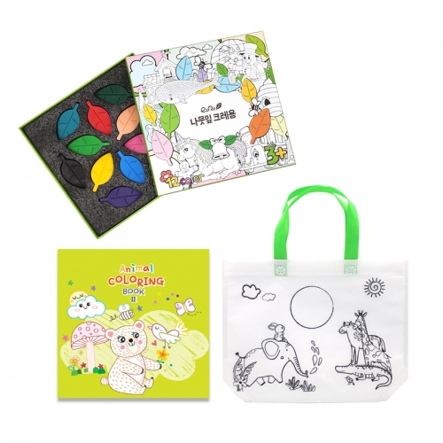 나뭇잎 크레용 12색 컬러링 선물세트