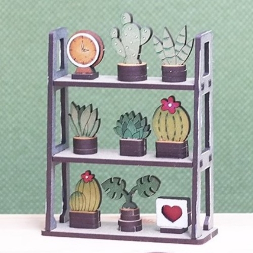 모또 나무 화분 진열장