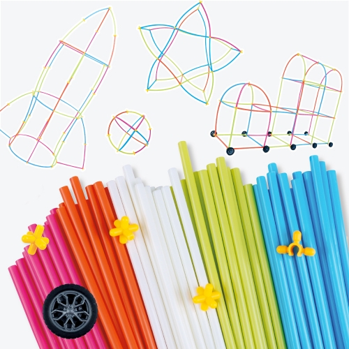 [오늘놀이] 빨대 블록 505pcs(보관 박스/바퀴, 특수 커넥터/설명서 포함/KC인증)