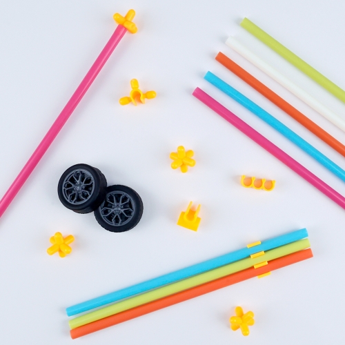 [오늘놀이] 빨대 블록 505pcs(보관 박스/바퀴, 특수 커넥터/설명서 포함/KC인증)