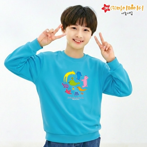 국산 고급 특양면 맨투맨 긴팔 티셔츠_환경사랑 플래닛프렌즈(아동성인)