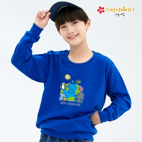 국산 고급 특양면 맨투맨 긴팔 티셔츠_환경캠페인 에코프렌즈(아동성인)