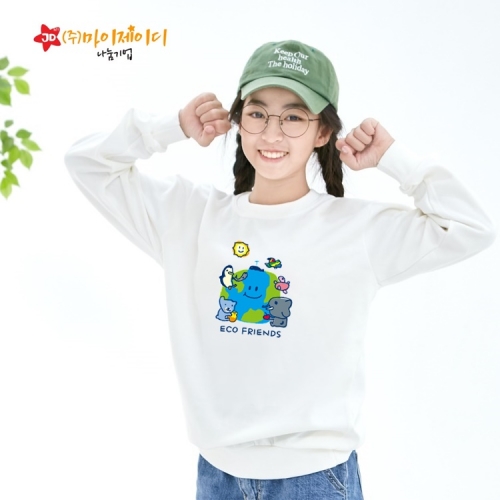 국산 고급 특양면 맨투맨 긴팔 티셔츠_환경캠페인 에코프렌즈(아동성인)
