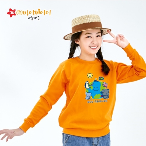 국산 고급 특양면 맨투맨 긴팔 티셔츠_환경캠페인 에코프렌즈(아동성인)