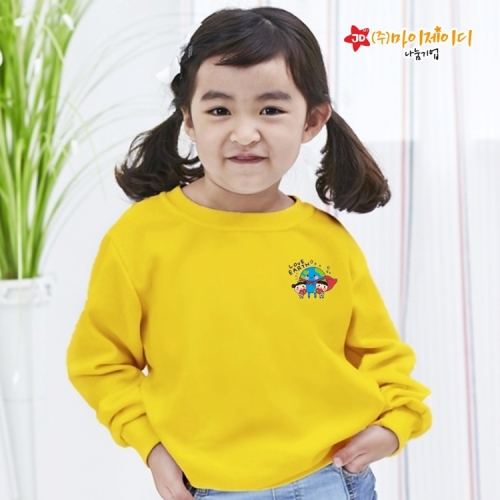 국산 고급 특양면 맨투맨 긴팔 티셔츠_환경캠페인 모두함께 지구사랑 심플(아동성인)