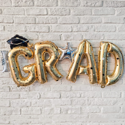 [파티붕붕]별빛반짝 GRAD 은박풍선 / 교회 학원 초등학교 졸업 그래드 스타 알파벳 은박풍선 졸업식 포토존