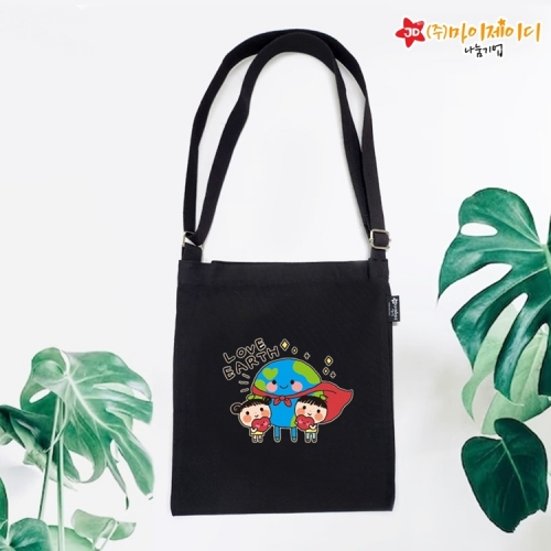 국산 환경사랑 캠페인 크로스 에코백 아트 디자인 크로스 에코 가방(블랙)