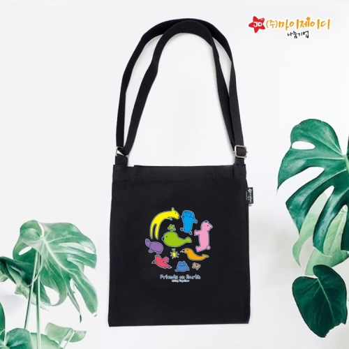 국산 환경사랑 캠페인 크로스 에코백 아트 디자인 크로스 에코 가방(블랙)