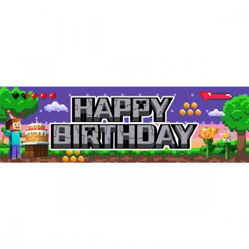 [파티붕붕] D6139 현수막 / 마인크래프트 생일 현수막 남아 블럭파티 플랜카드