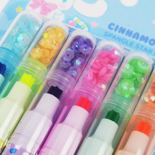 산리오 캐릭터즈 스팽글 형광펜 6색(시나모롤)