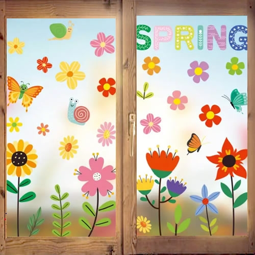 봄 꽃 창문 스티커(9장 1세트)