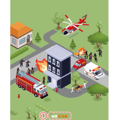 [파티붕붕] D2440 현수막 / 어린이집 유치원 소방서 소방차 화재 배경현수막 소방놀이