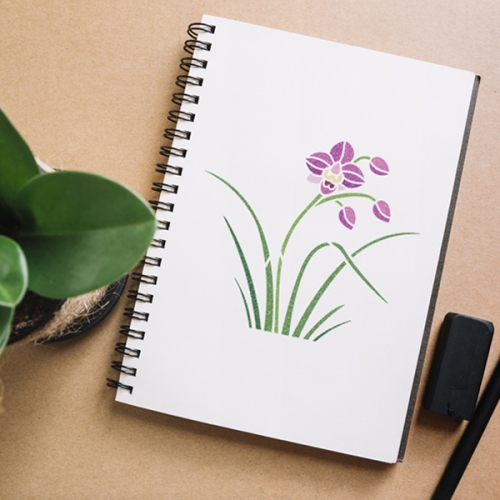 우돌아트 스텐실 도안 2397 우리나라 전통 사군자 난초 (중)