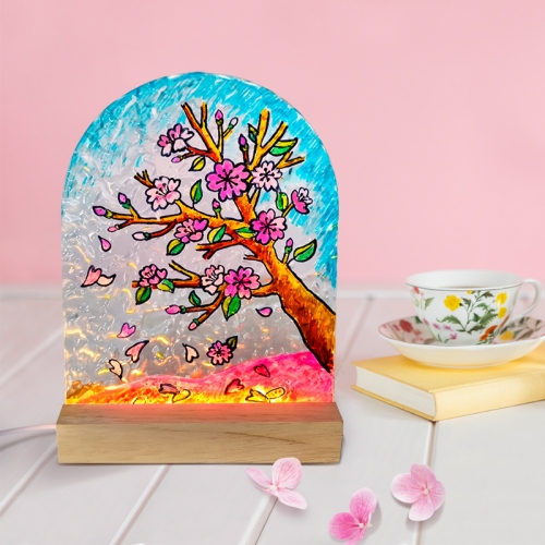 [탑키드] LED 봄 벚꽃나무 아크릴 무드등 만들기(원목 받침)