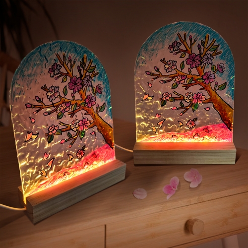 [탑키드] LED 봄 벚꽃나무 아크릴 무드등 만들기(원목 받침)