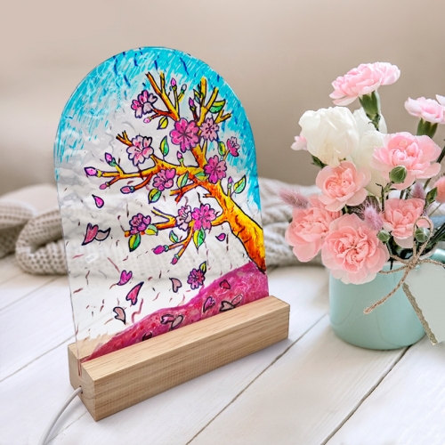 [탑키드] LED 봄 벚꽃나무 아크릴 무드등 만들기(원목 받침)