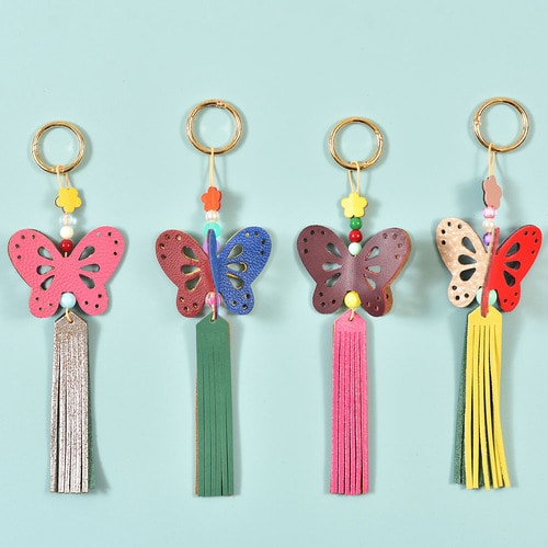 한국전통 나비 키링 만들기 10개(가죽공예키트) 색상 랜덤