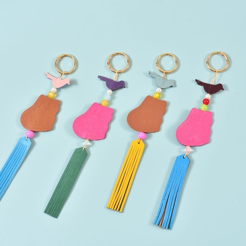 한국전통 호작도 키링 만들기 10개(가죽공예키트) 색상 랜덤