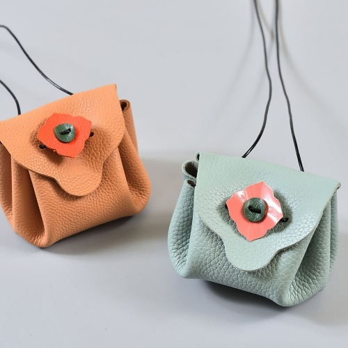 꽃장식 복주머니 미니크로스백 만들기 10개(천연가죽공예) 색상 랜덤