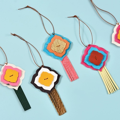 천연가죽 꽃노리개 만들기 10개(공예키트) 색상 랜덤