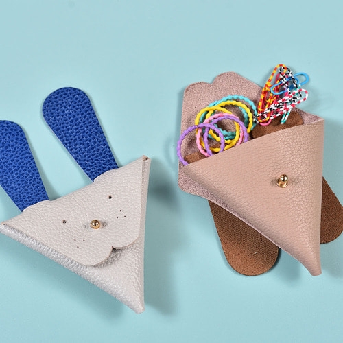 토끼 동전지갑 만들기 10개(환경교육 업사이클링 천연소가죽 공예DIY키트) 색상 랜덤