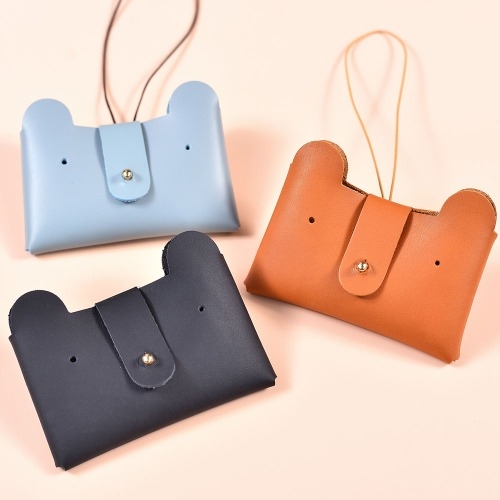 곰돌이 카드지갑 만들기 10개(환경교육 업사이클링 천연소가죽 공예DIY키트) 색상 랜덤