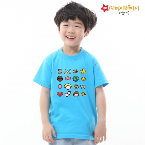 국산 순면 아트 티셔츠 면티 원복 반티 반팔 픽셀 프렌즈