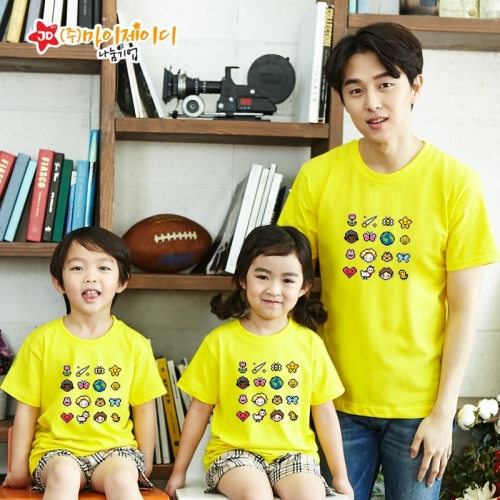 국산 순면 아트 티셔츠 면티 원복 반티 반팔 픽셀 프렌즈