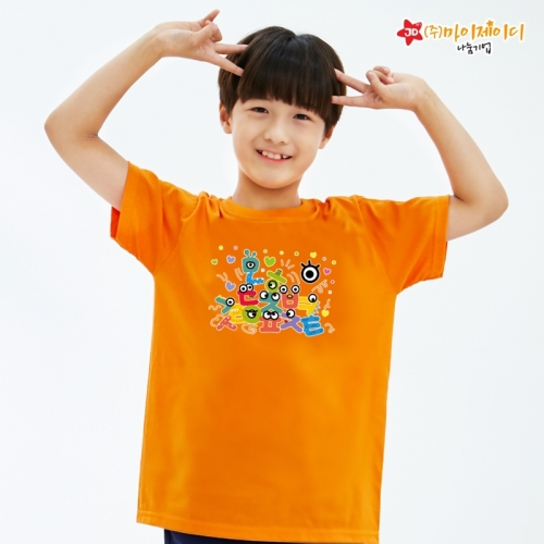 국산 순면 아트 티셔츠 면티 원복 반티 반팔 와글와글 한글