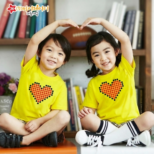 국산 순면 아트 티셔츠 면티 원복 반티 반팔 모두의하트