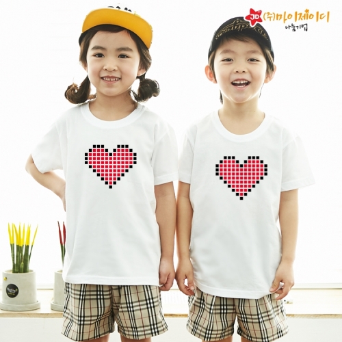 국산 순면 아트 티셔츠 면티 원복 반티 반팔 모두의하트
