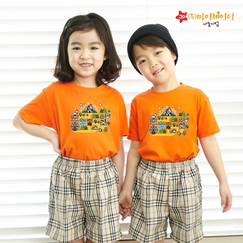 국산 순면 아트 티셔츠 면티 원복 반티 반팔 놀이동산탐험대