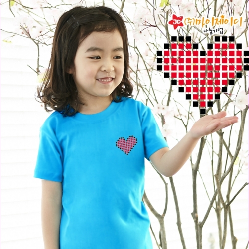 국산 순면 아트 티셔츠 면티 원복 반티 반팔 모두의하트(심플)