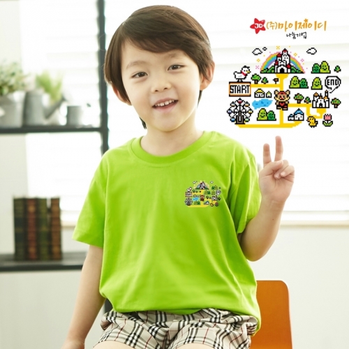 국산 순면 아트 티셔츠 면티 원복 반티 반팔 놀이동산 탐험대(심플)