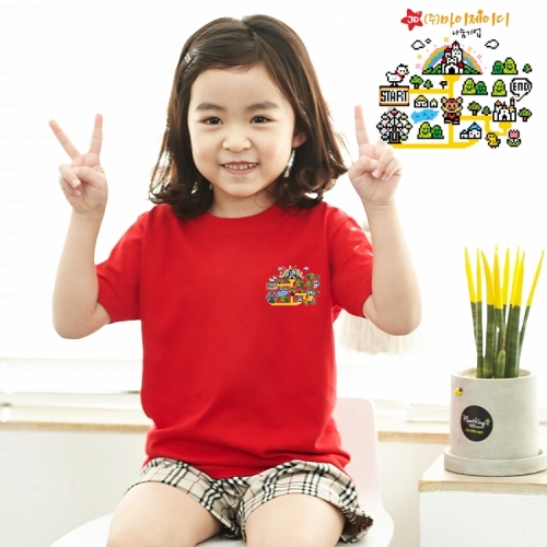 국산 순면 아트 티셔츠 면티 원복 반티 반팔 놀이동산 탐험대(심플)