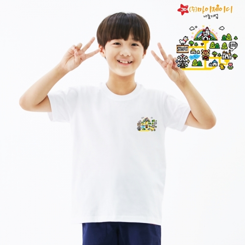 국산 순면 아트 티셔츠 면티 원복 반티 반팔 놀이동산 탐험대(심플)