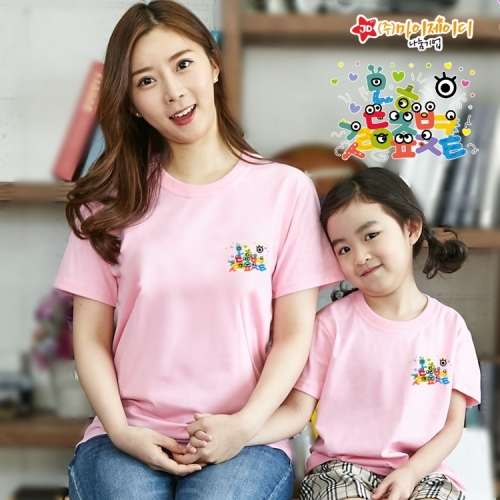 국산 순면 아트 티셔츠 면티 원복 반티 반팔 와글와글 한글(심플)