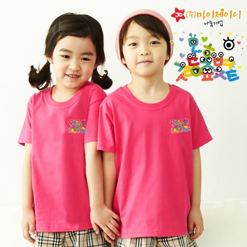 국산 순면 아트 티셔츠 면티 원복 반티 반팔 와글와글 한글(심플)