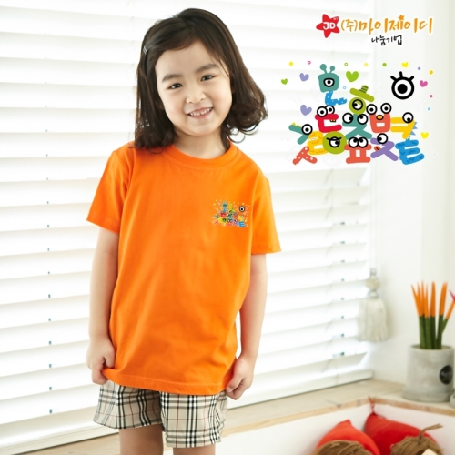 국산 순면 아트 티셔츠 면티 원복 반티 반팔 와글와글 한글(심플)