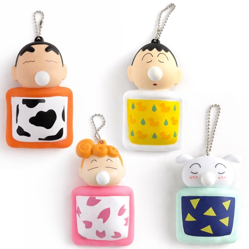 크레용 신짱 낮잠 말랑이 스퀴시 주물럭 2탄 키링 (4개)