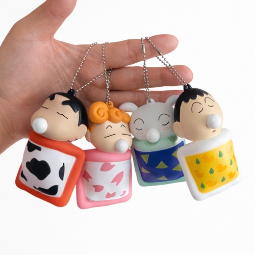 크레용 신짱 낮잠 말랑이 스퀴시 주물럭 2탄 키링 (4개)