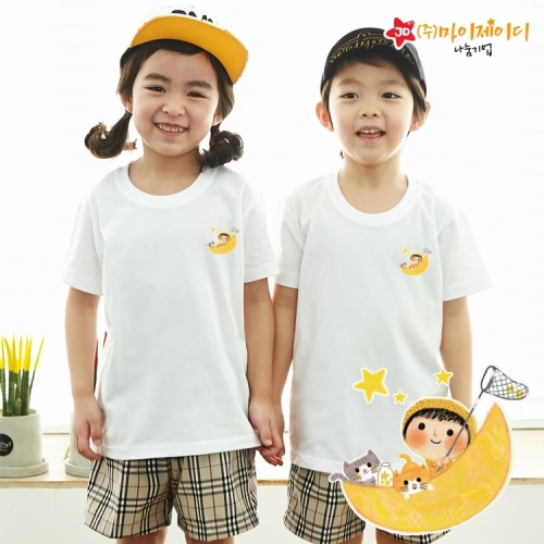 국산 순면 아트 티셔츠 면티 원복 반티 반팔 달달별꿈(심플)