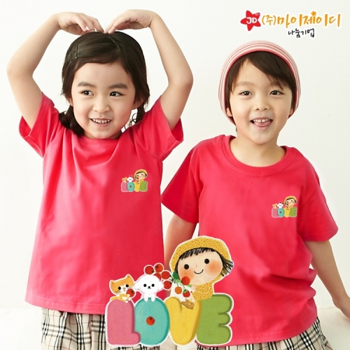 국산 순면 아트 티셔츠 면티 원복 반티 반팔 러브투게더(심플)