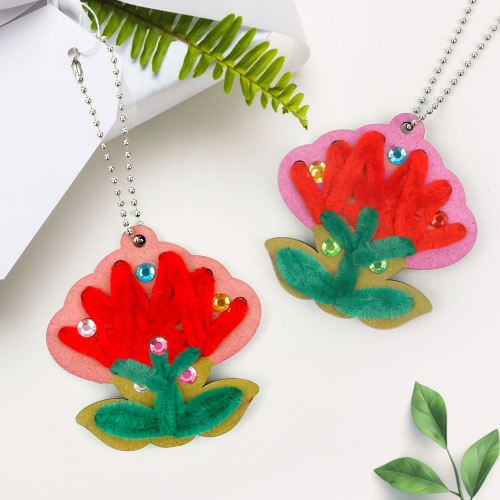 MDF 카네이션 모루 가방걸이