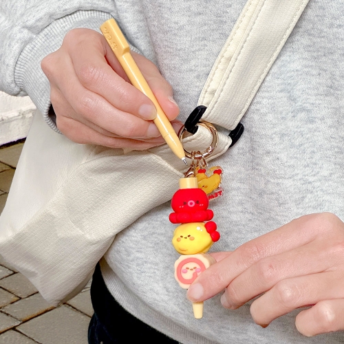 랜덤 냠냠 꼬치 중성펜 키링 열쇠고리 (6개)